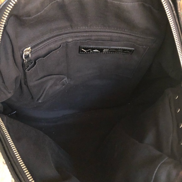 VIA SPIGA BLACK LEATHER HANDBAG VINTAGE FREE SHIPPING - Picture 6 of 10